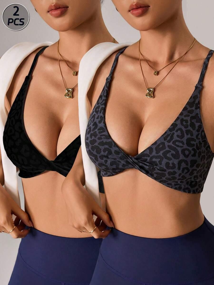 BEZSZWOWY stanik sportowy animal print 2-pack
