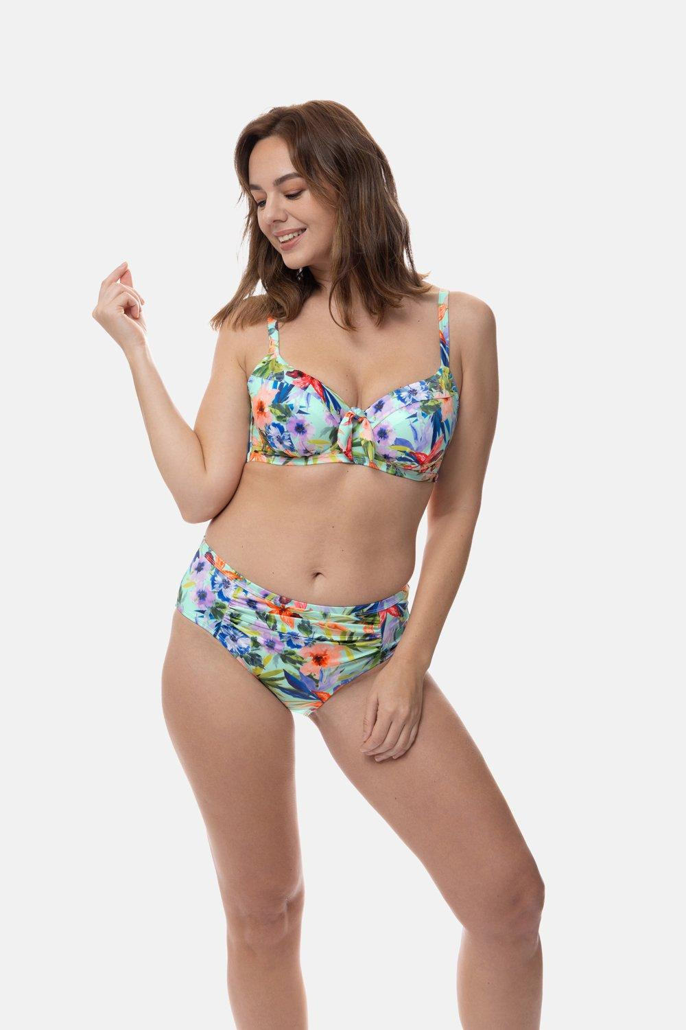 dół od bikini marszczenia tropical print