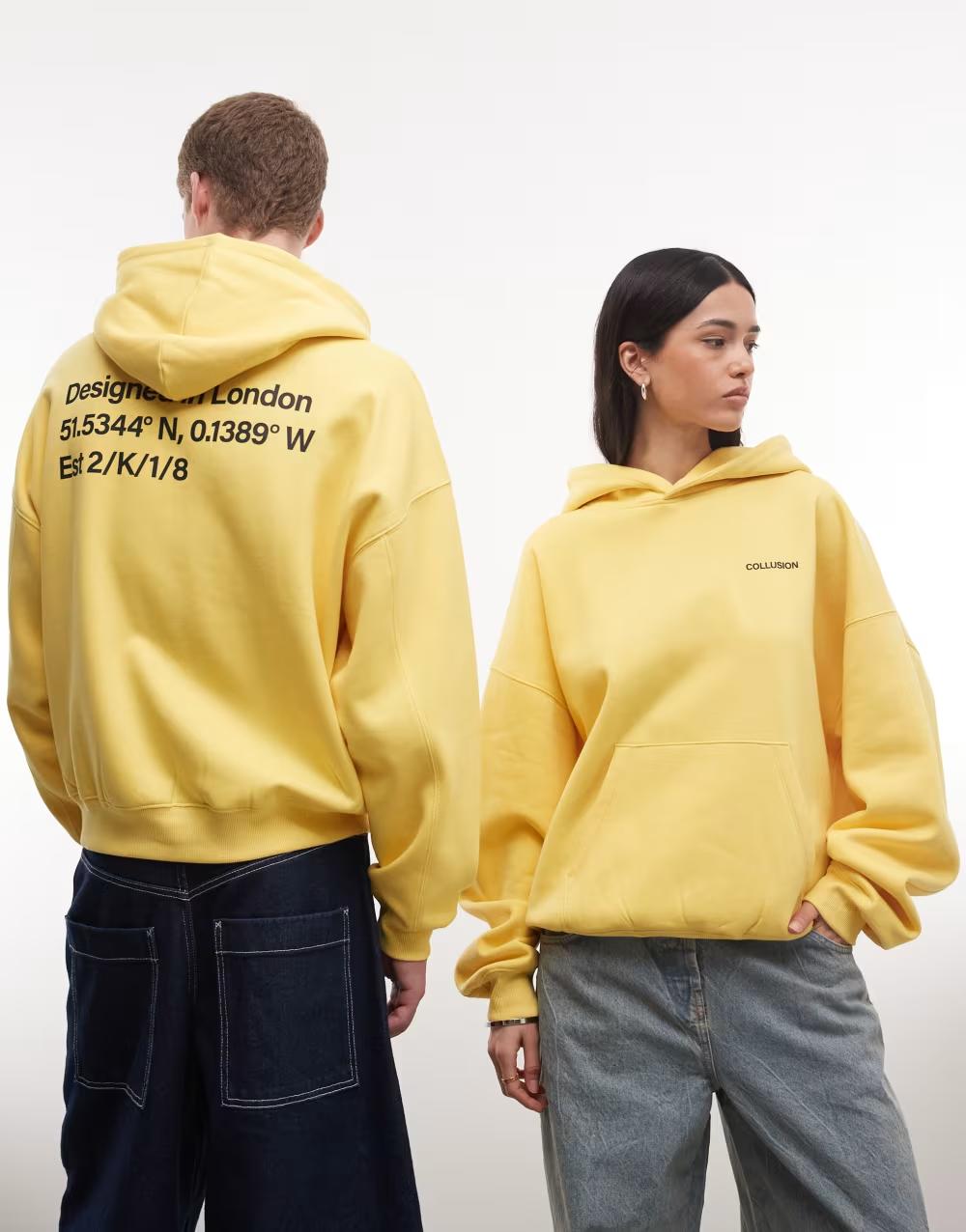 żółta bluza oversize kaptur logo