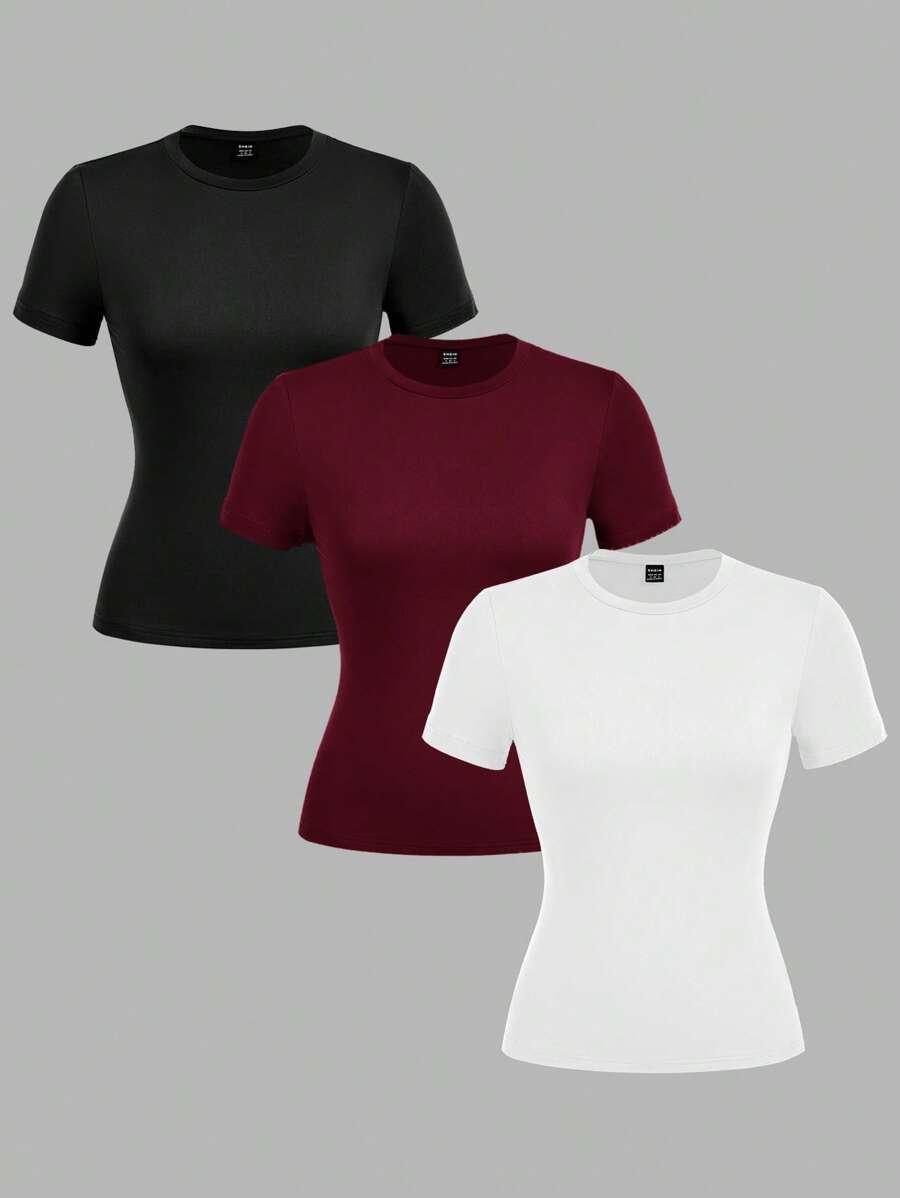 T-SHIRT OKRĄGŁY DEKOLT 3 PACK 