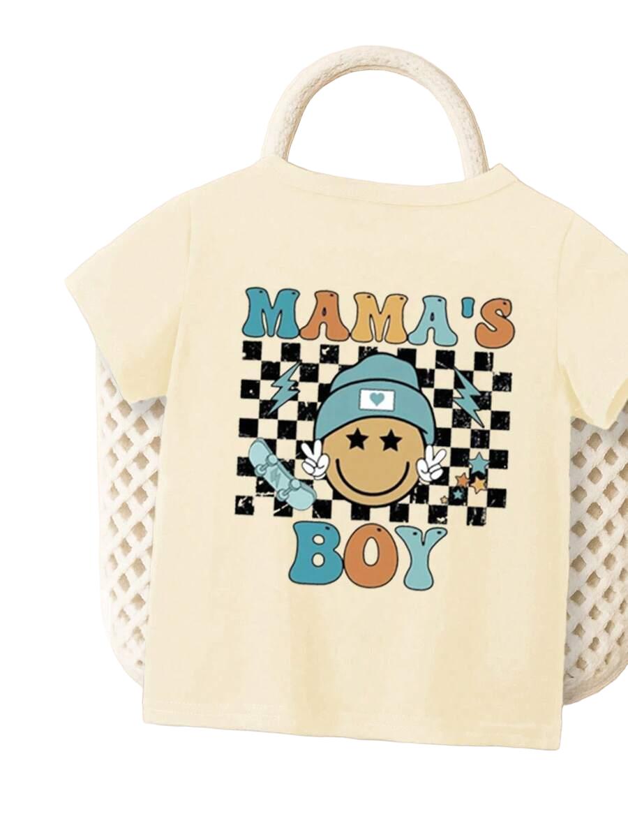 BEŻOWY T-SHIRT NADRUK