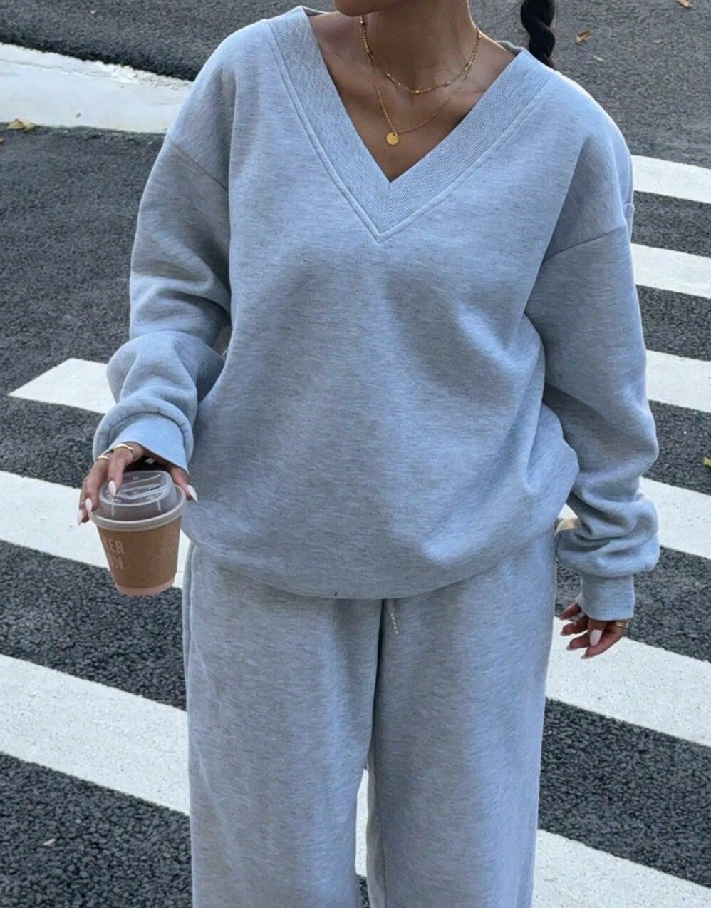 szara bluza v neck 
