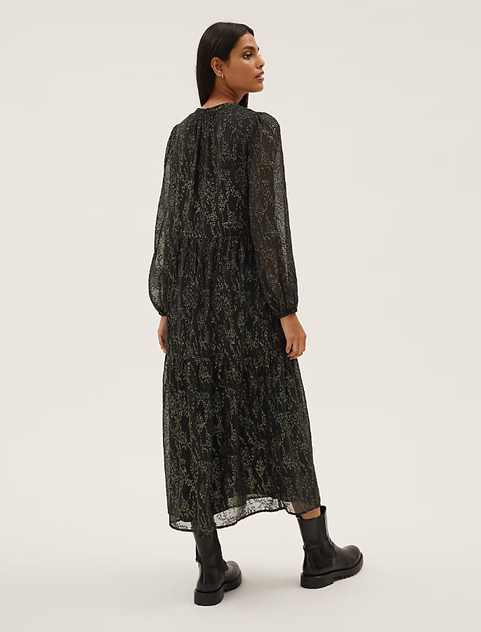 TRAPEZOWA MIDI SUKIENKA V-NECK T69-1110-Y4
