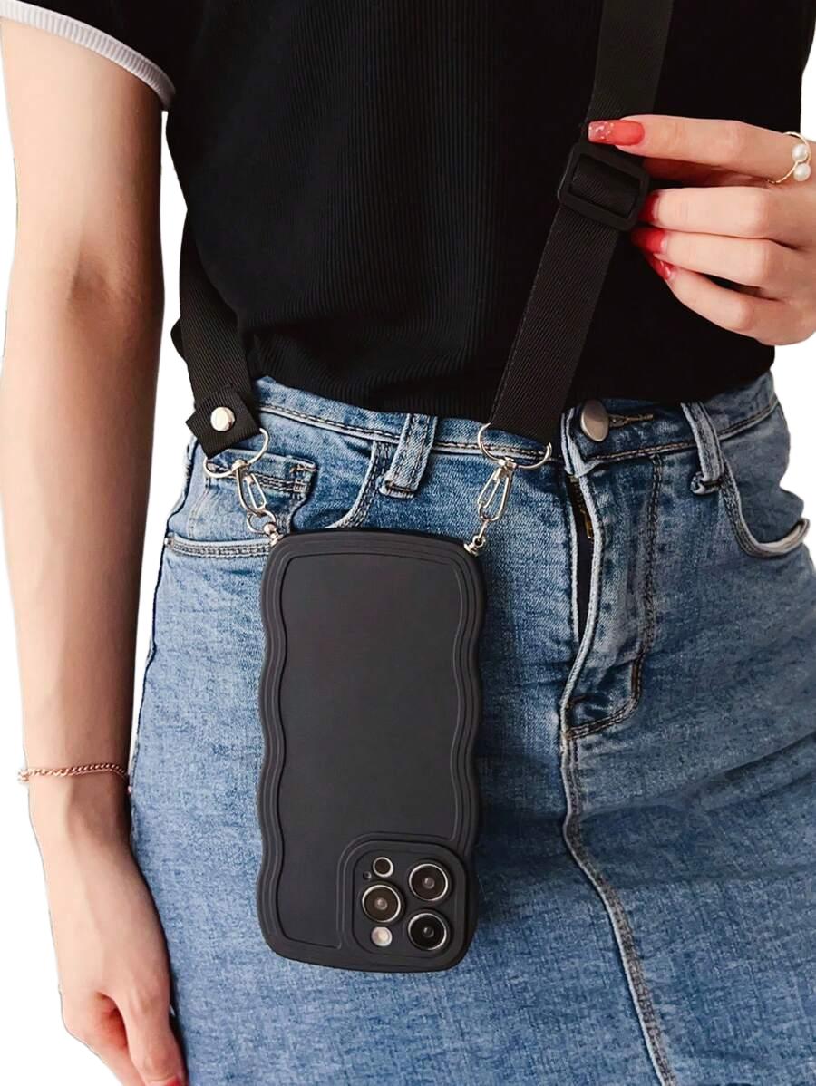 CZARNE ETUI Z PASKIEM IPHONE 14 plus