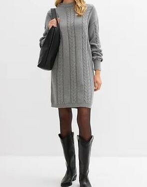 SUKIENKA PLUS SIZE DZIANINOWA Z DŁUGIM RĘKAWEM 