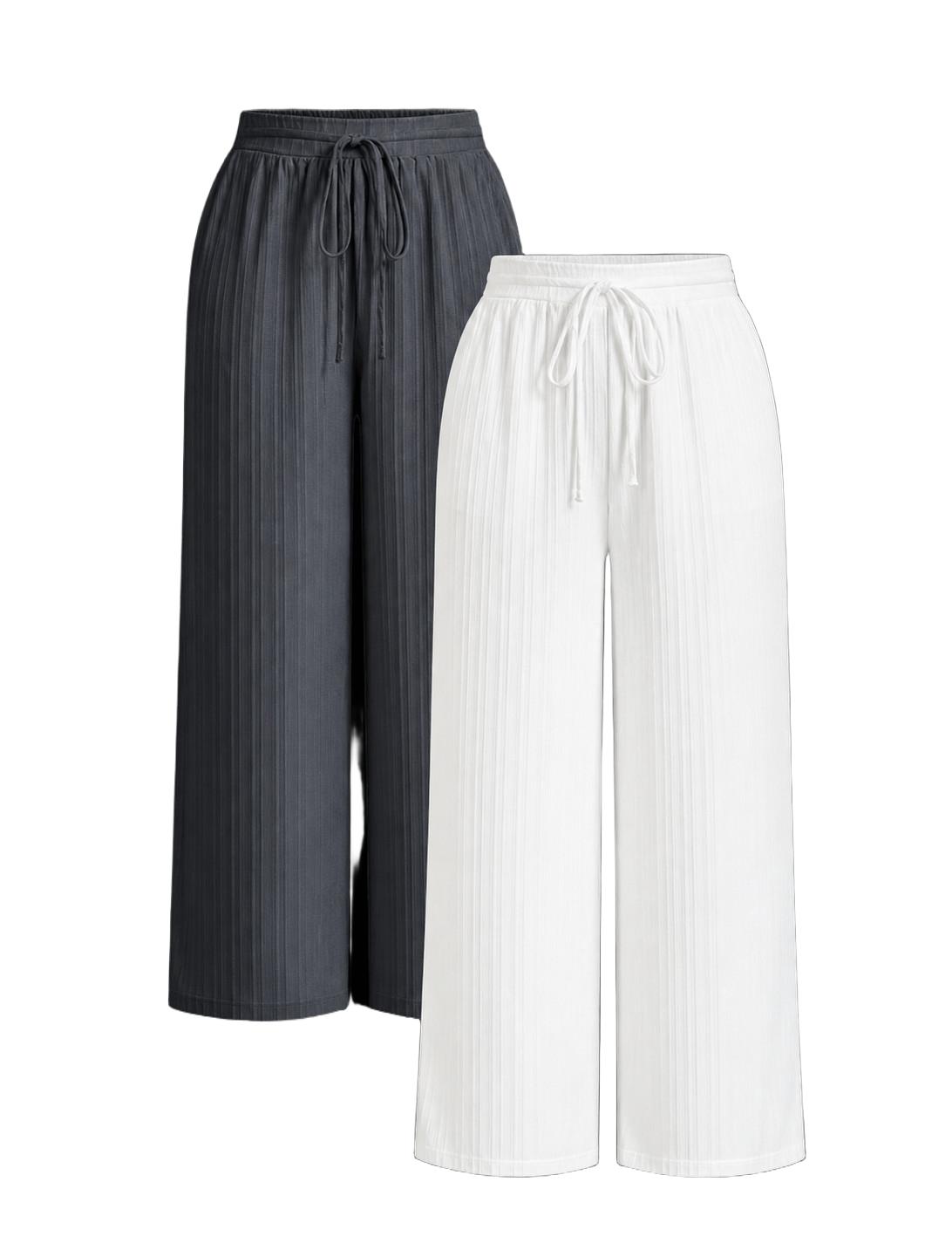 proste spodnie z wiązaniem w pasie 2 pack