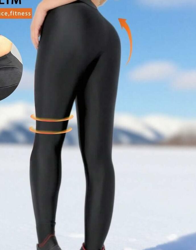 czarne legginsy ocieplane