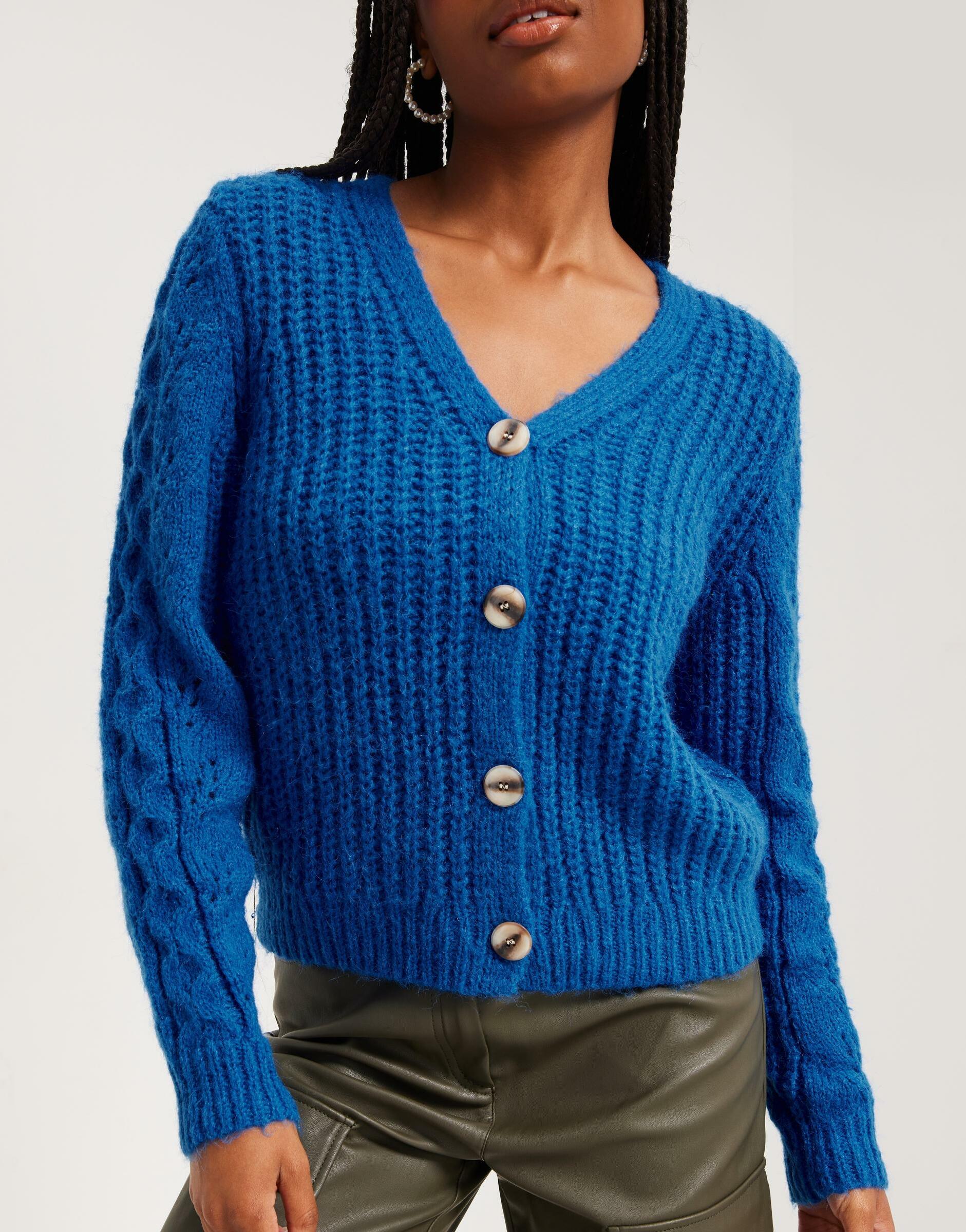 niebieski rozpinany sweter kardigan