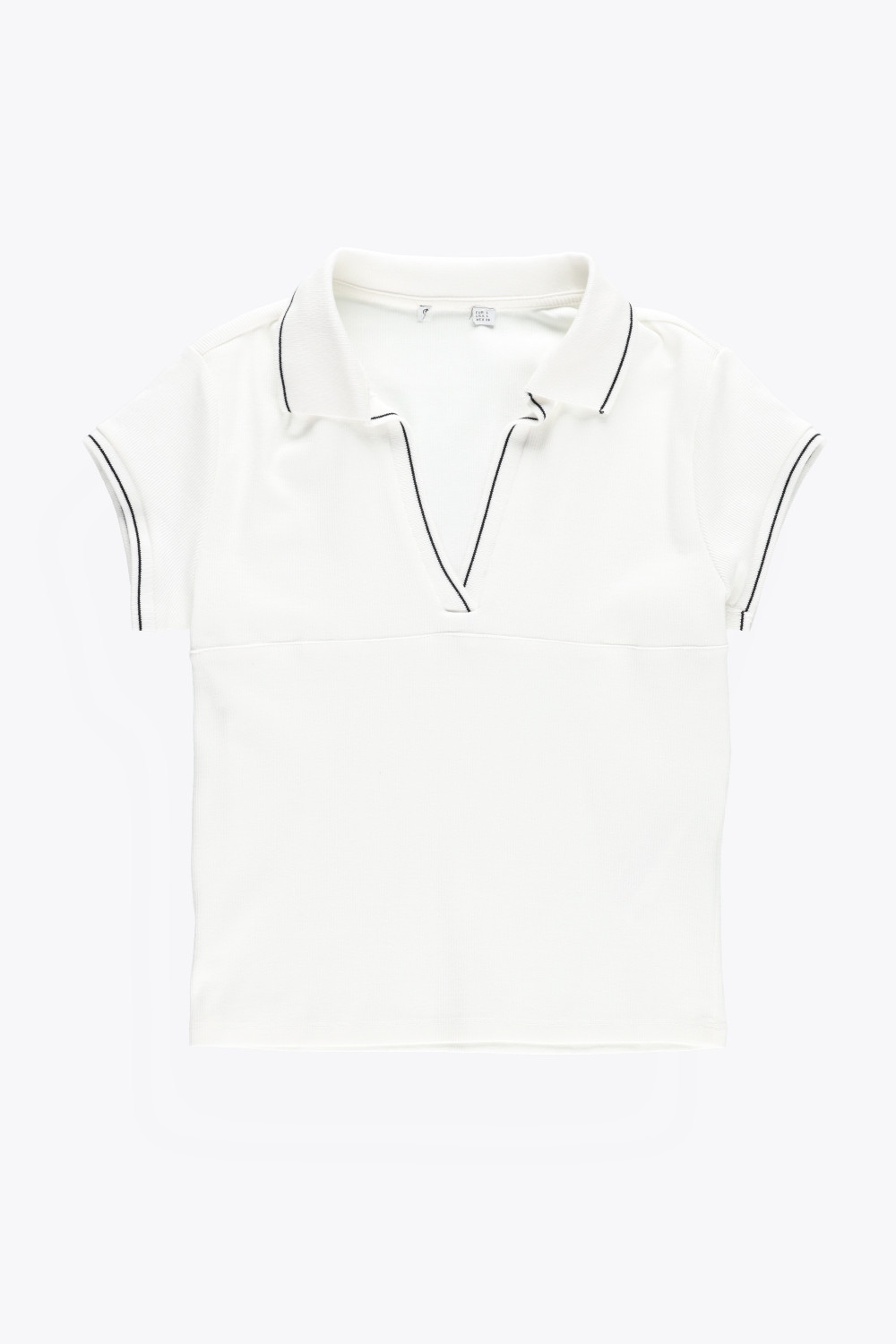 biała koszulka polo kontrast v-neck 