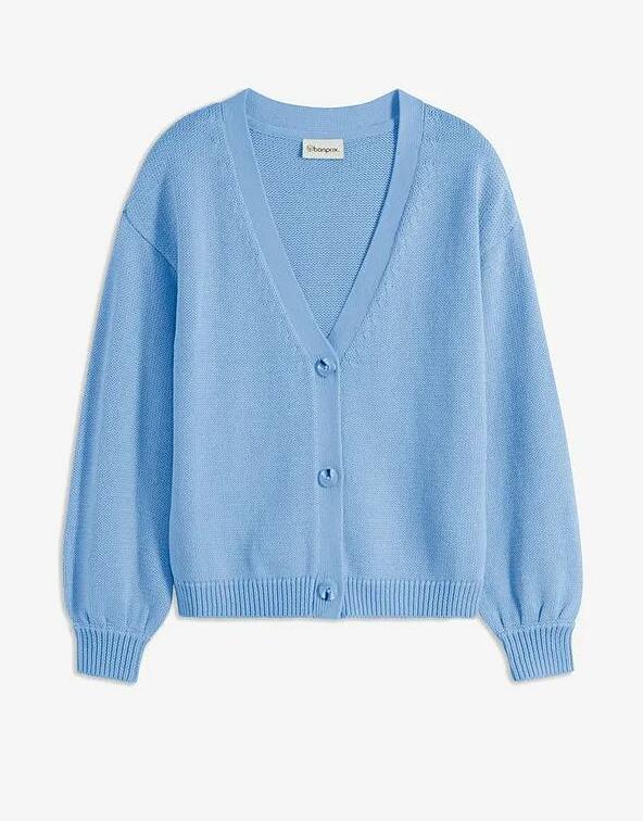 SWETER DAMSKI REGULAR V-NECK BAWEŁNIANY Z GUZIKAMI DŁUGI RĘKAW