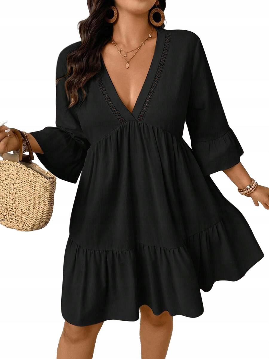 CZARNA SUKIENKA V-NECK 