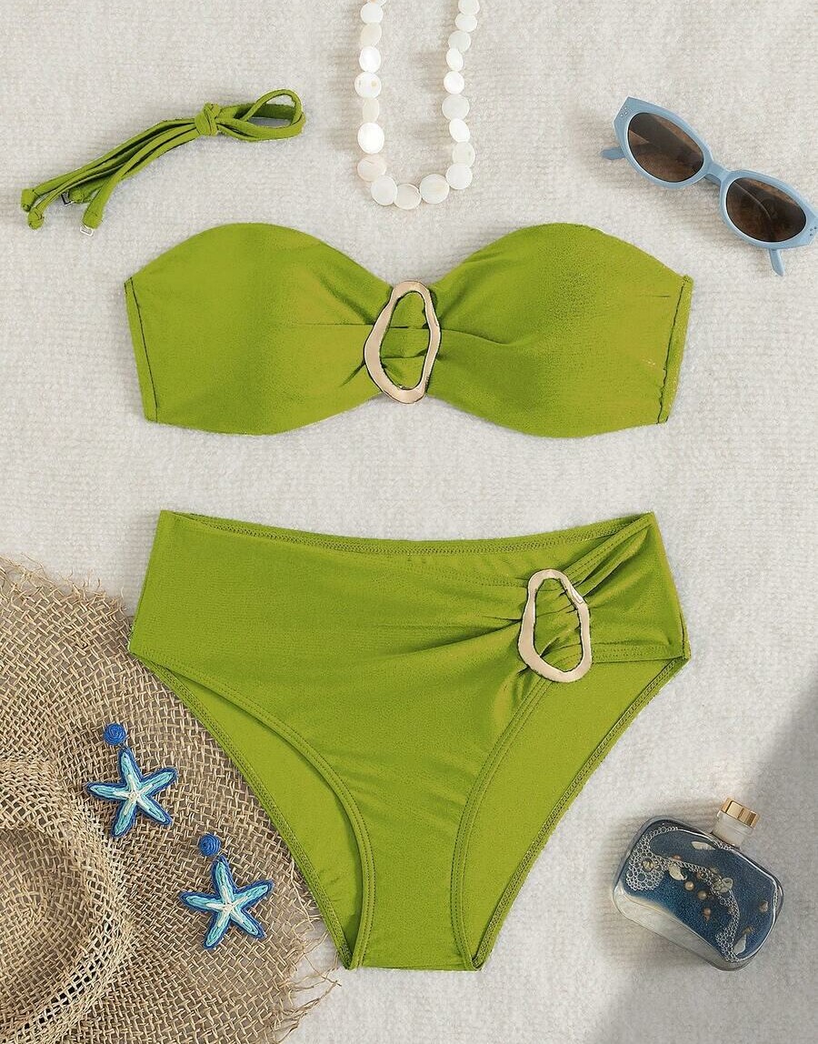 zielony komplet bikini zdobienie