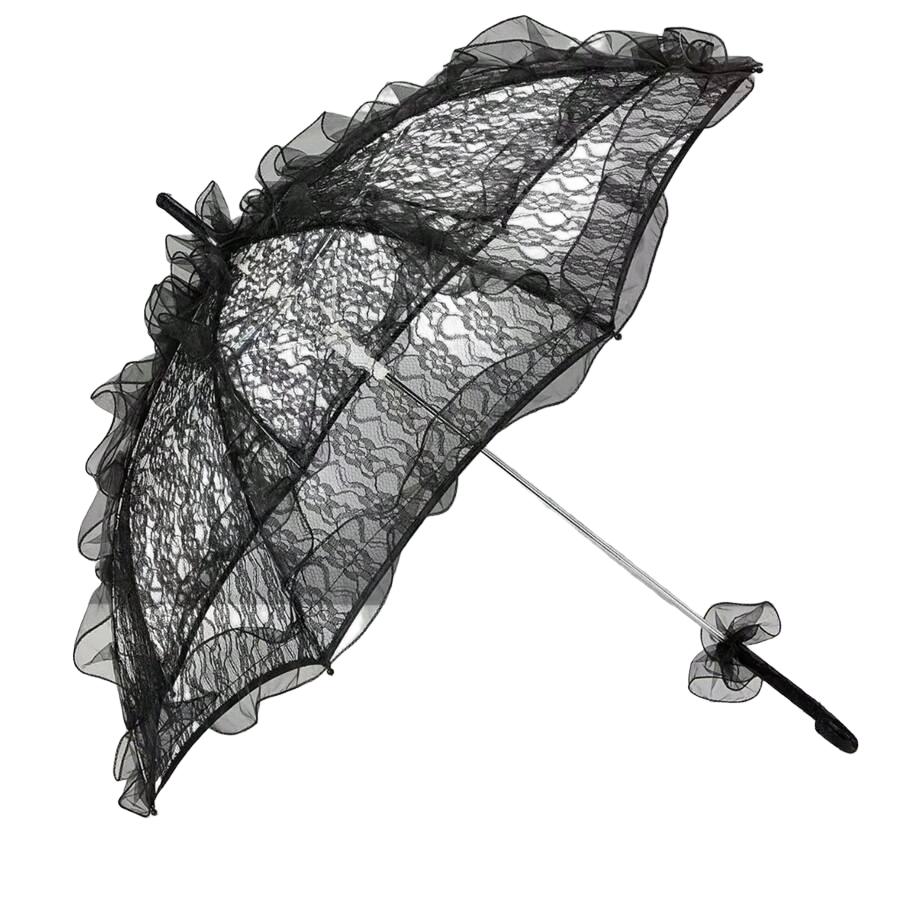 CZARNY PARASOL KORONKA