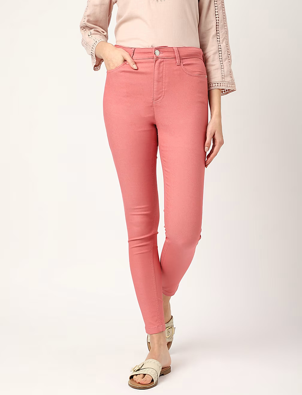 spodnie rurki wysoki stan T57-9434K-MV