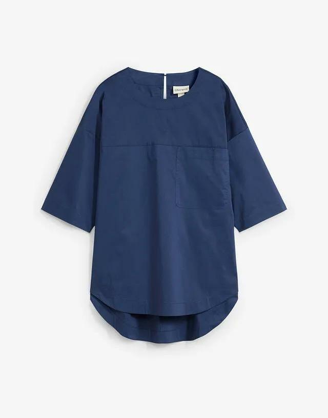 BLUZKA DAMSKA OVERSIZE OKRĄGŁY DEKOLT BAWEŁNA 
