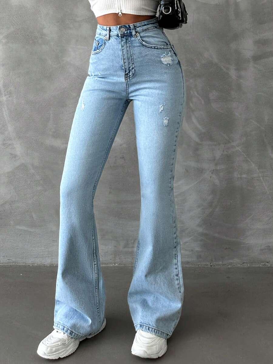 NIEBIESKIE SPODNIE JEANS DZWONY