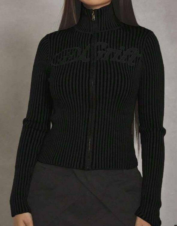 CZARNY DZIANINOWY SWETER zamek