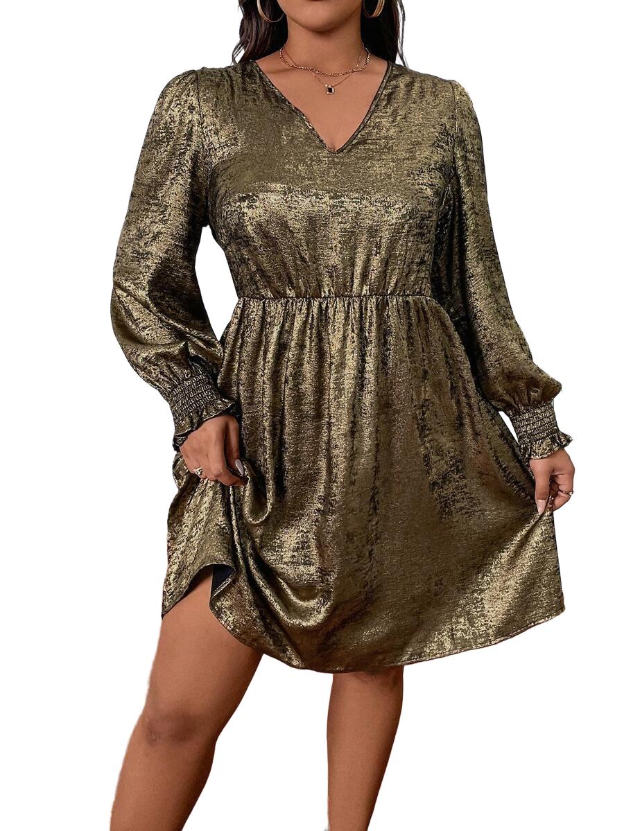 SUKIENKA GLAMOUR V-NECK Z DŁUGIM RĘKAWEM 