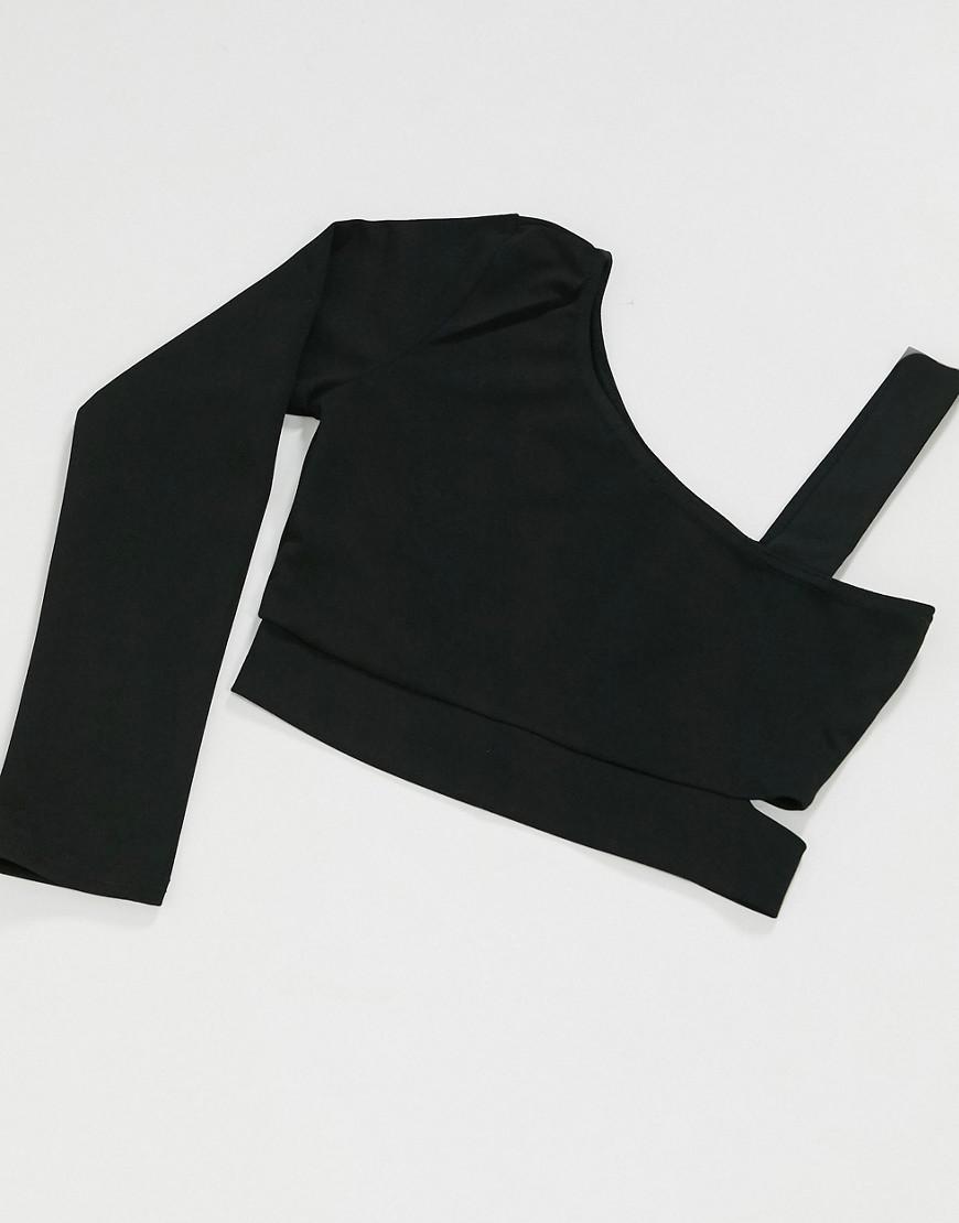 CZARNY TOP ASYMETRIA 