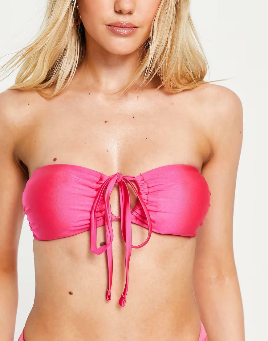 różowa góra od bikini wiązanie 