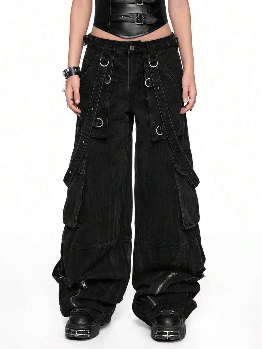 CZARNE SPODNIE JEANS 