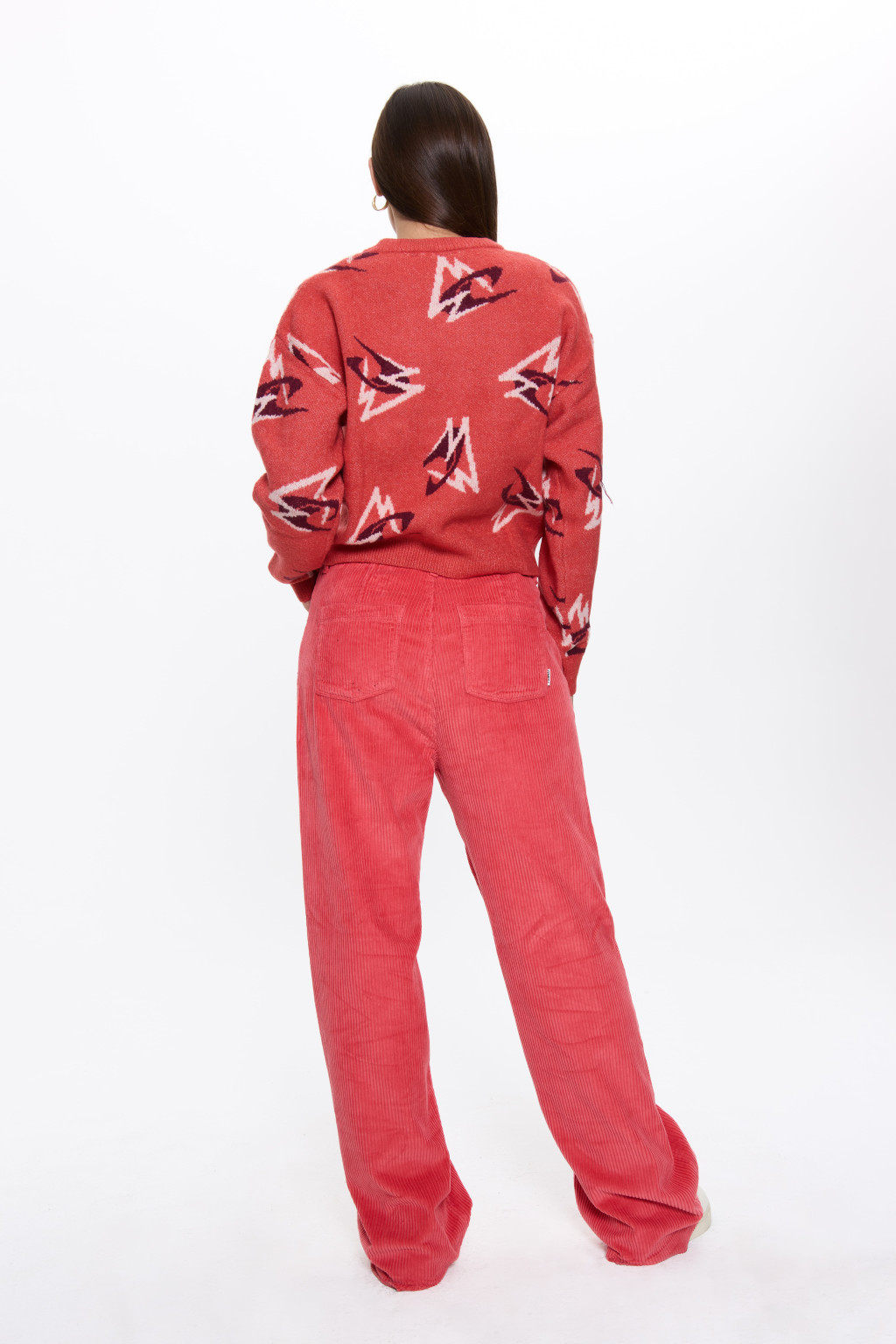 CZERWONE SPODNIE SZTRUKS CASUAL 1550092-13024