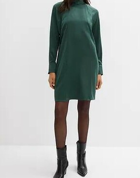 SUKIENKA KOKTAJLOWA PLUS SIZE WISKOZOWA PROSTA STÓJKA DŁUGI RĘKAW