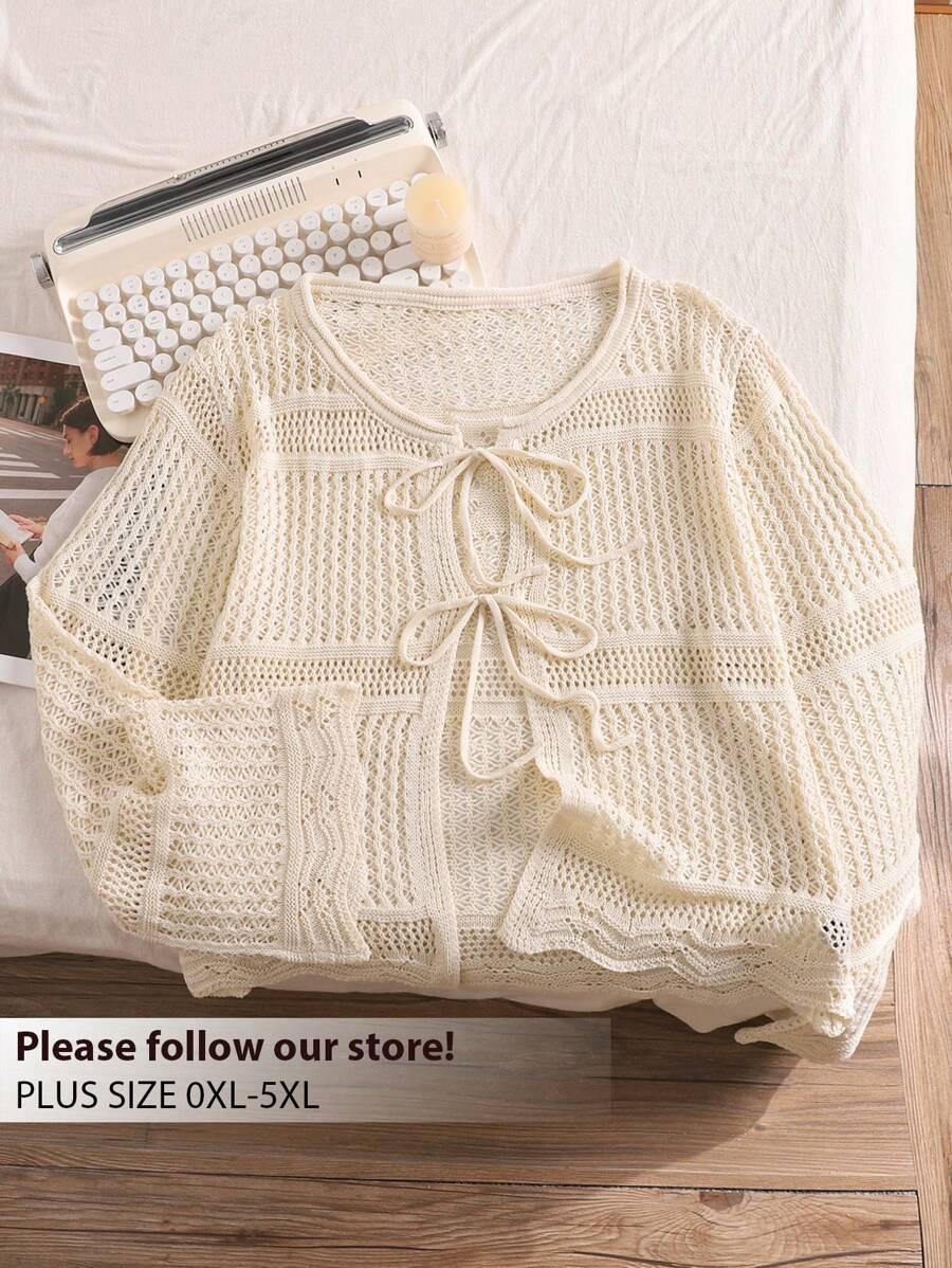 beżowy sweter wiązanie 