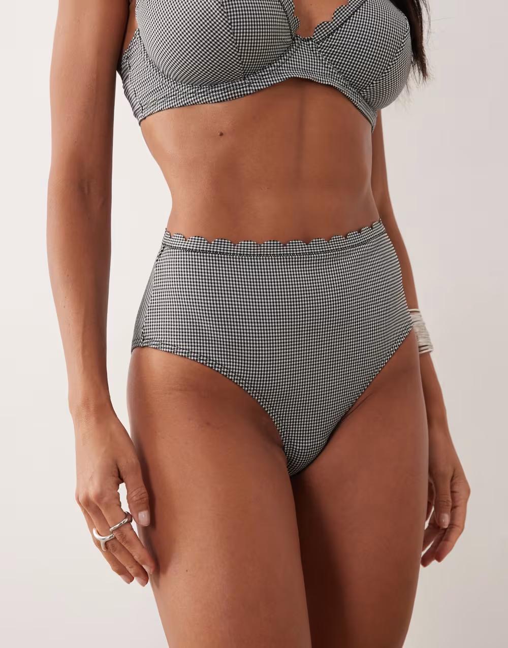 dół od bikini wysoki stan kratka falbana