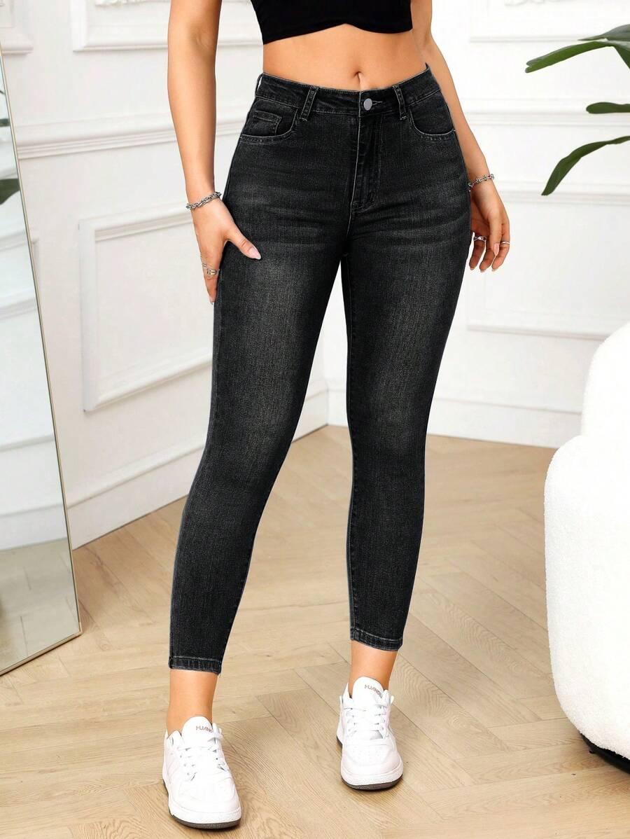 CZARNE SPODNIE JEANS RURKI