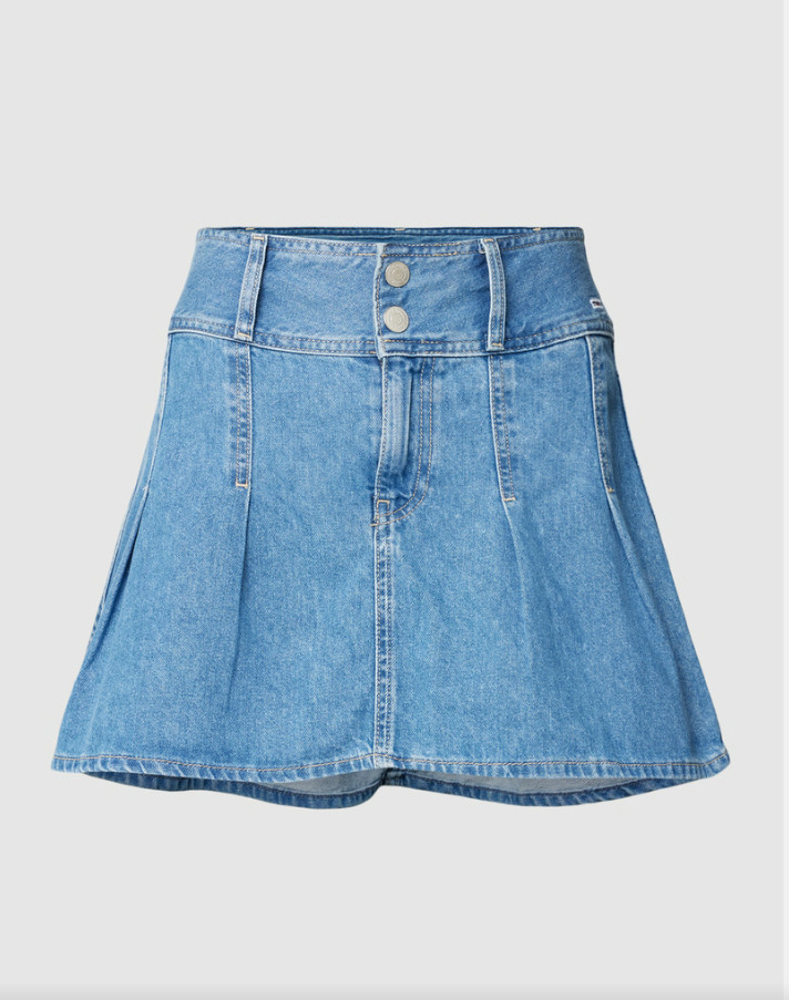 SPÓDNICA JEANSOWA MINI Z ZAKŁADKAMI