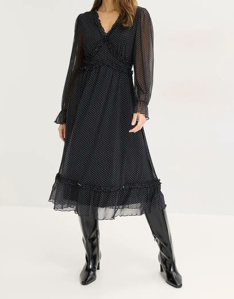 SUKIENKA KOKTAJLOWA W GROSZKI PLUS SIZE 