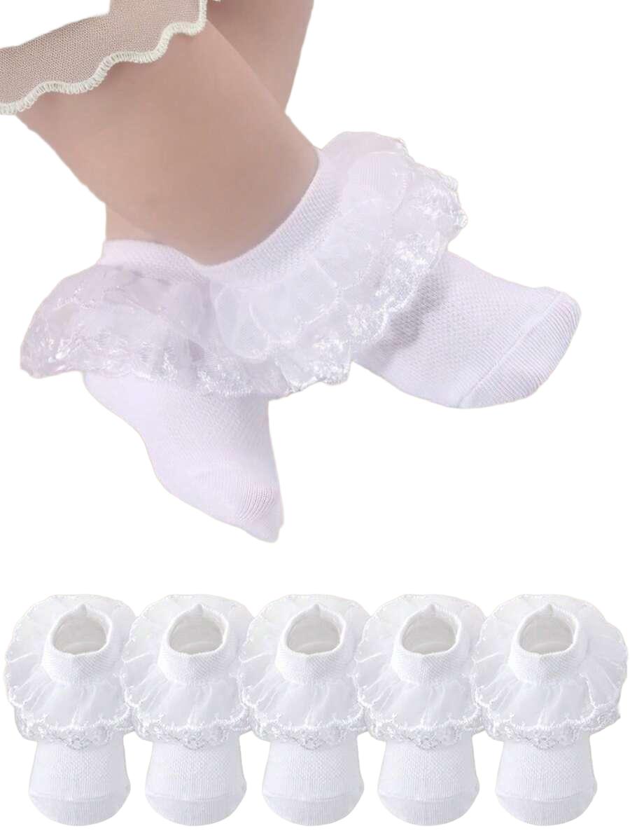 ZESTAW BIAŁYCH SKARPETEK KORONKA 8SZT