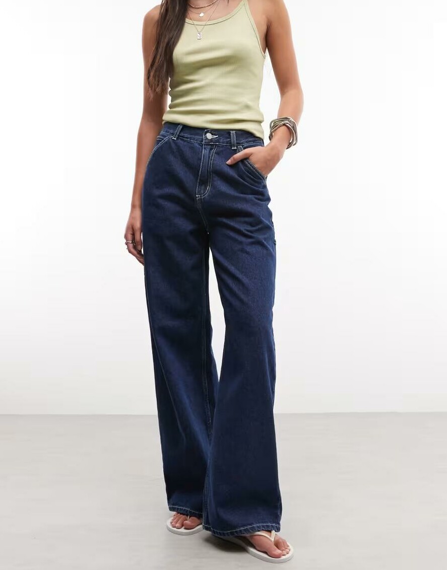 GRANATOWE PROSTE SPODNIE JEANS