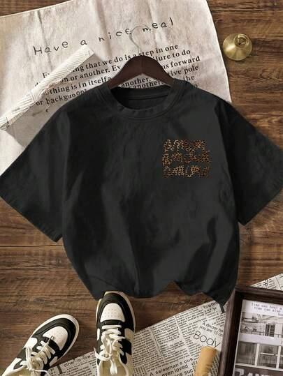 czarny t-shirt napis 