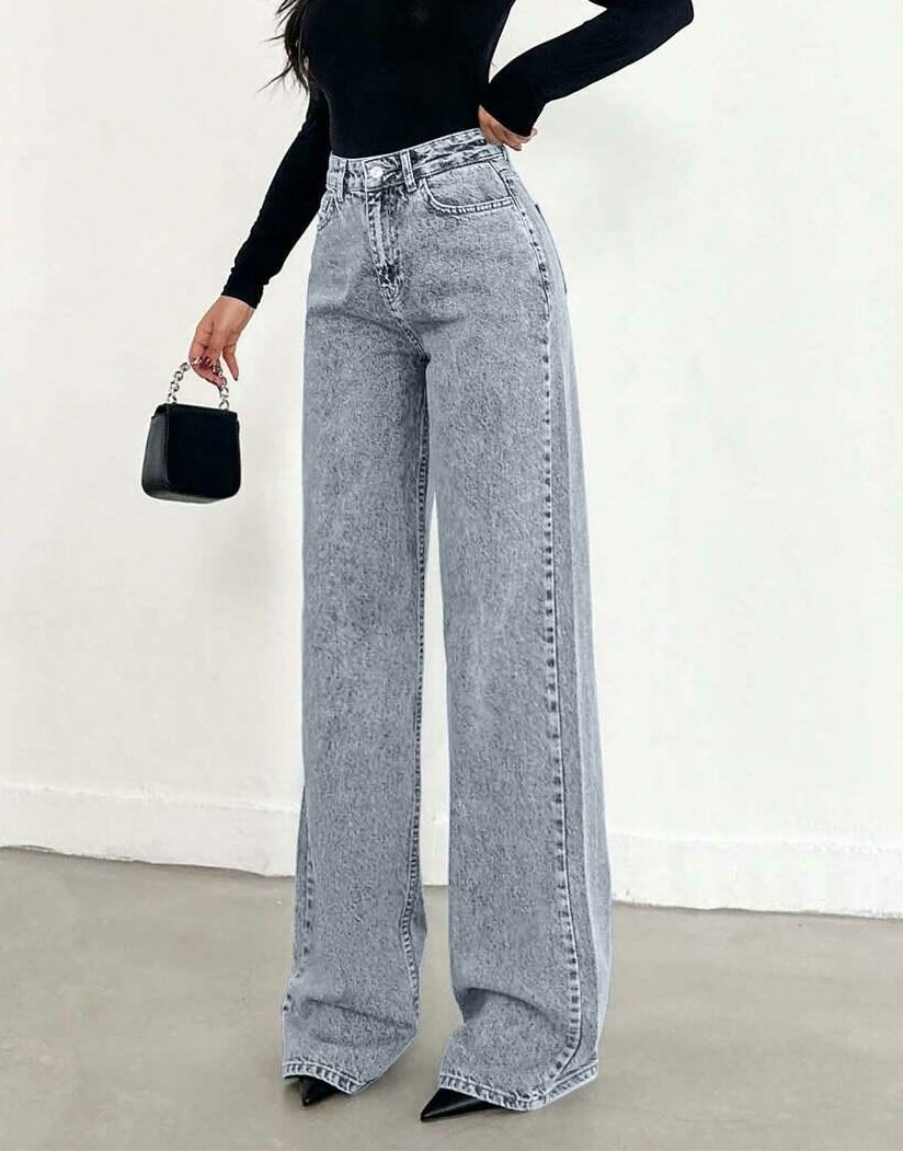 niebieskie spodnie jeans wysoki stan
