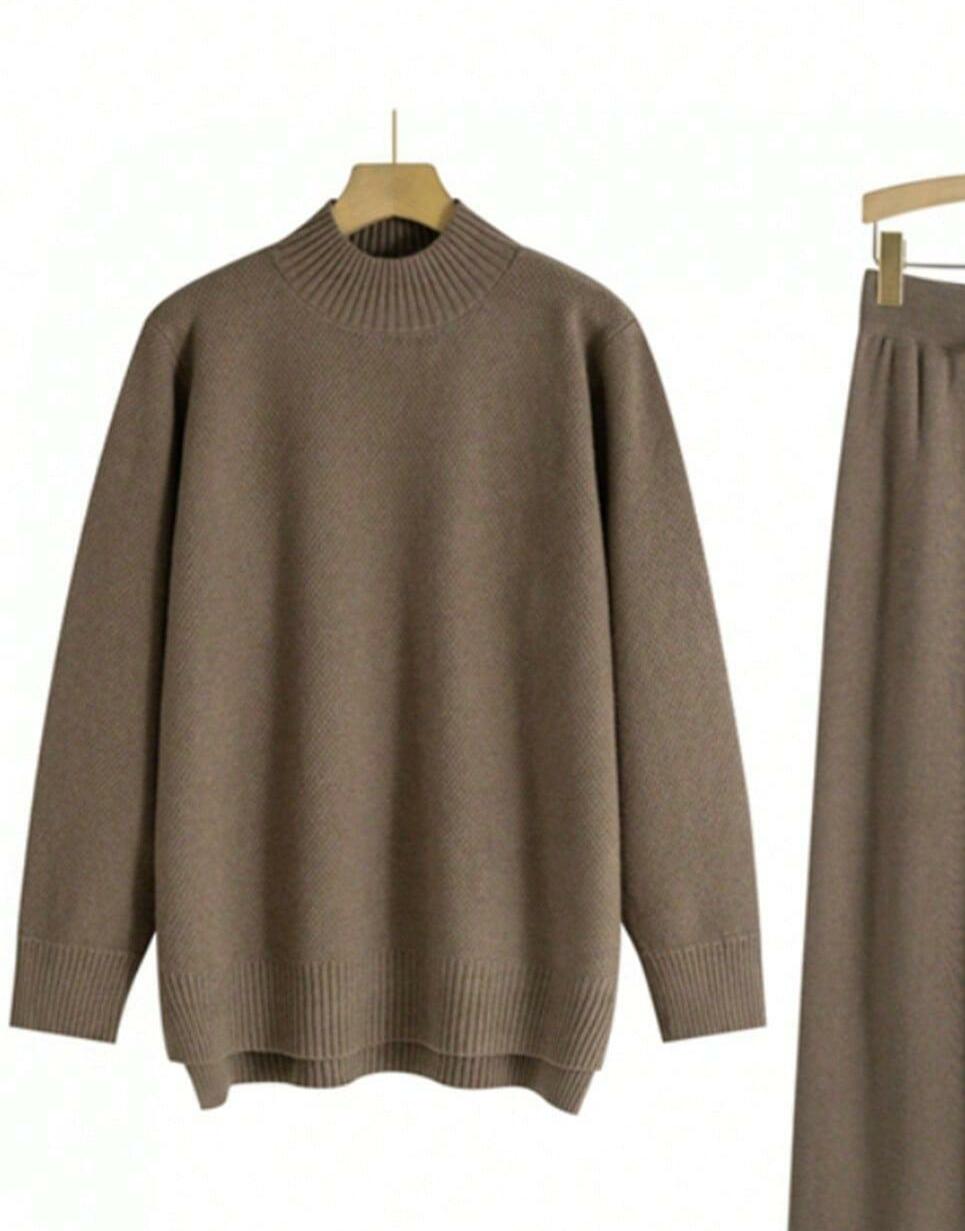 BRĄZOWY SWETER DŁUGI RĘKAW