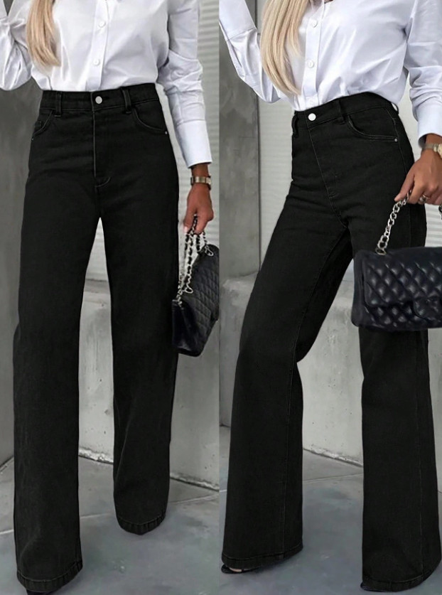 CZARNE SPODNIE JEANS