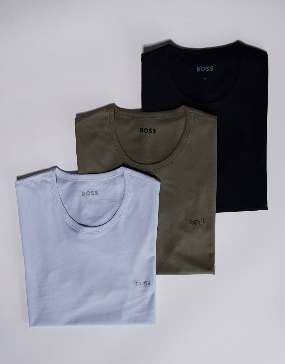 klasyczny bawełniany t-shirt okrągły dekolt logo 3-pack