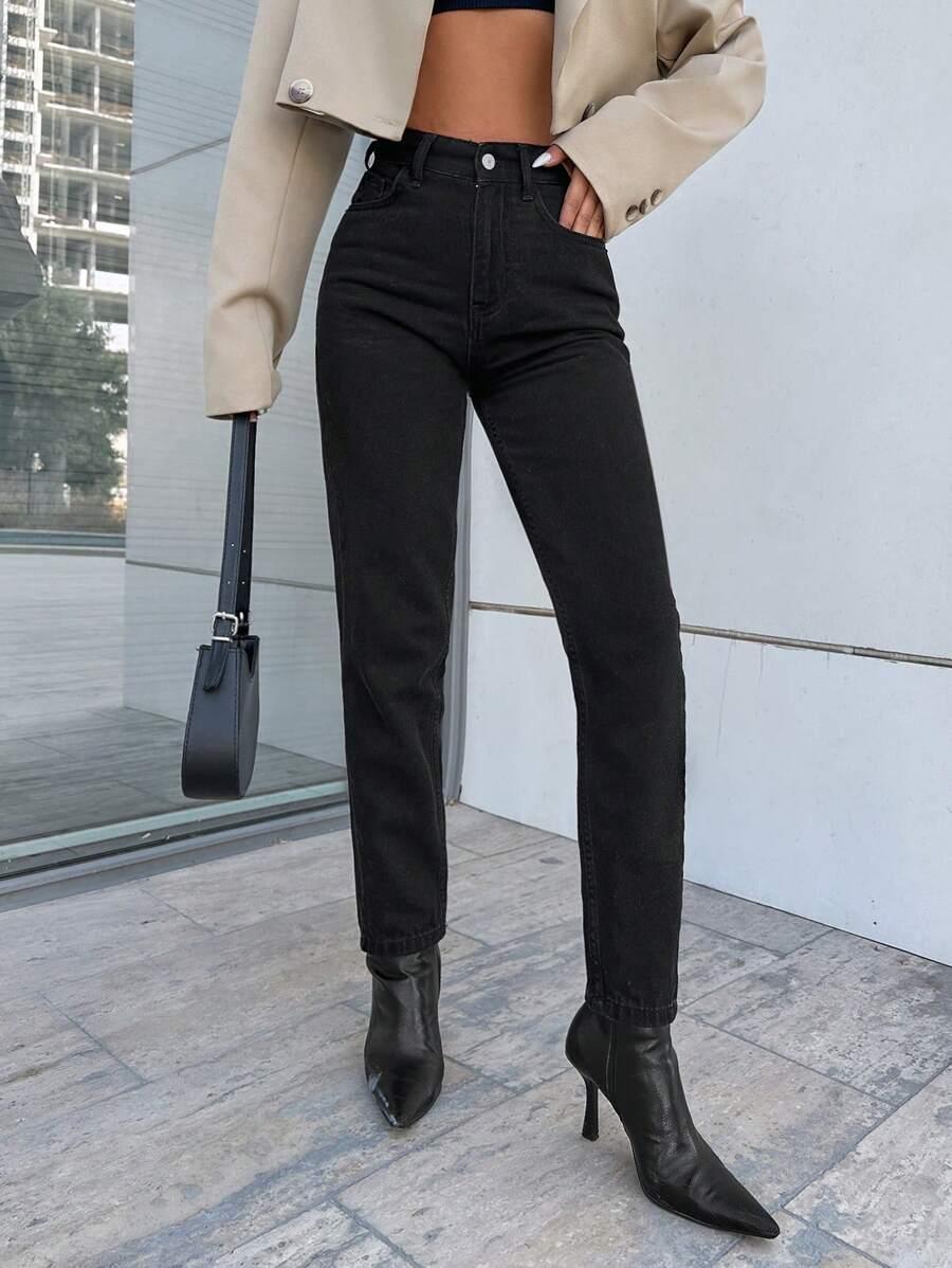 CZARNE SPODNIE JEANS 