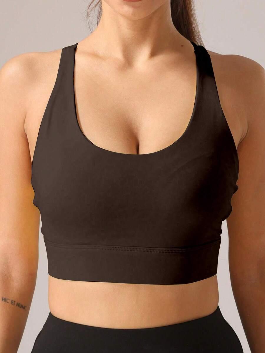 brązowy top sportowy basic