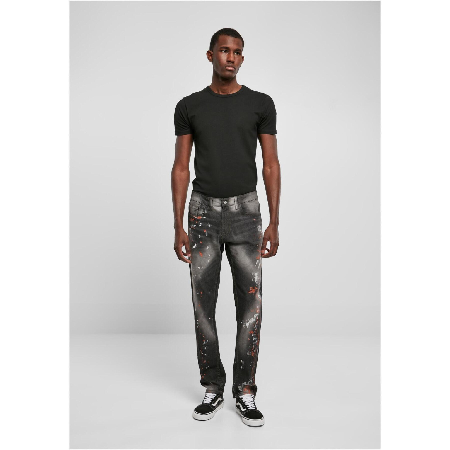 czarne spodnie jeans skinny wzór print