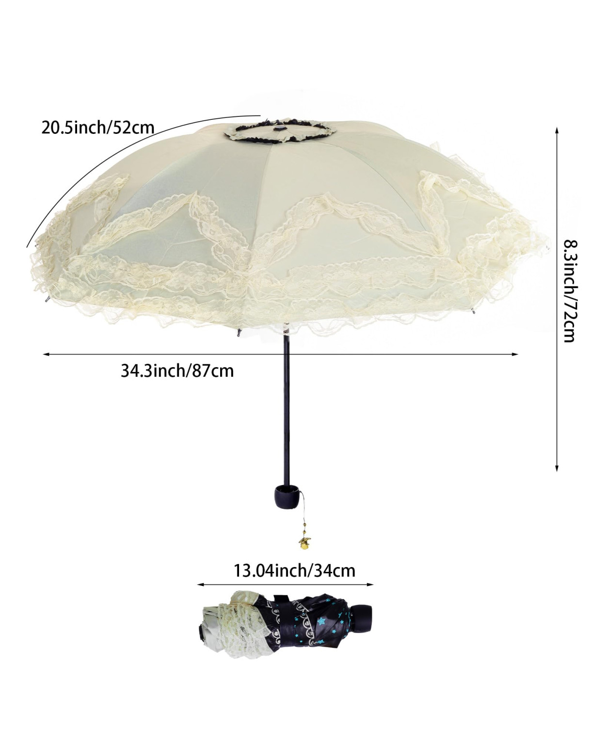 parasol gothic koronka kontrast ochrona uv zdobienie
