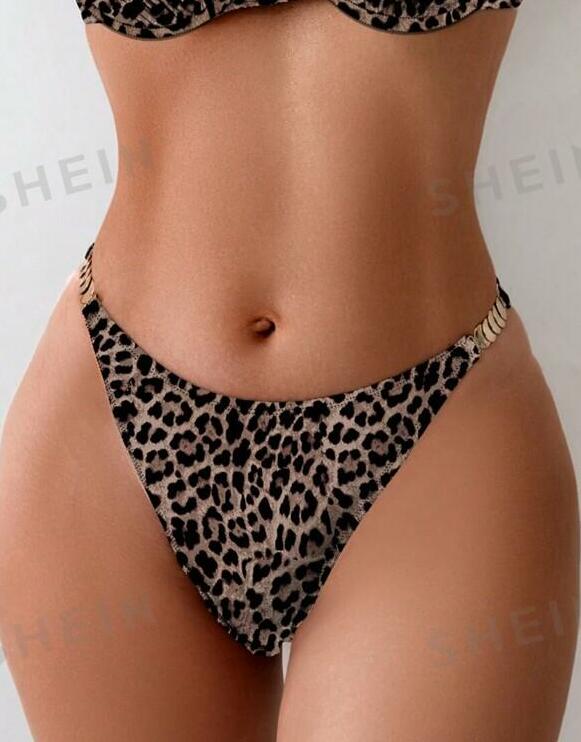 DÓŁ OD BIKINI ANIMAL PRINT ZDOBIENIE POŁYSK