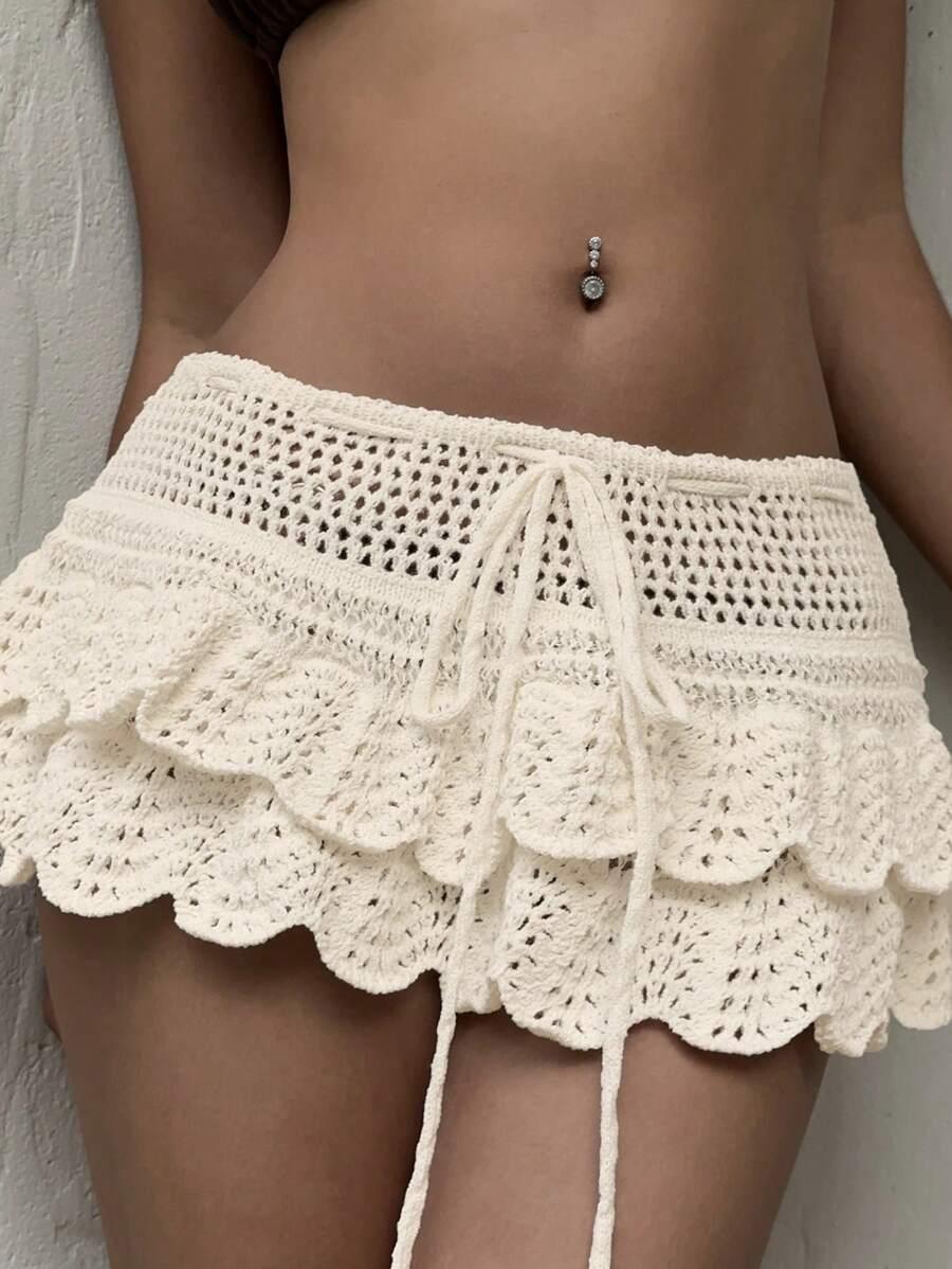 BEŻOWA SPÓDNICA MINI DZIANINOWA