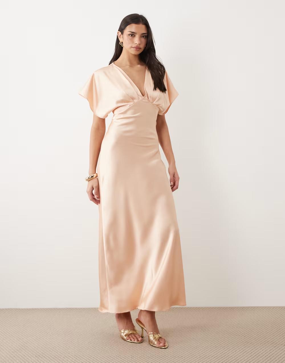 MAXI SUKIENKA KRÓTKI RĘKAW V-NECK