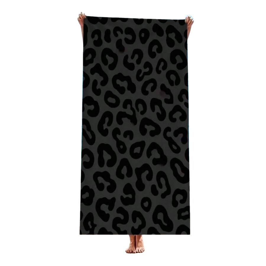 CZARNY RĘCZNIK PLAŻOWY LEOPARD PRINT