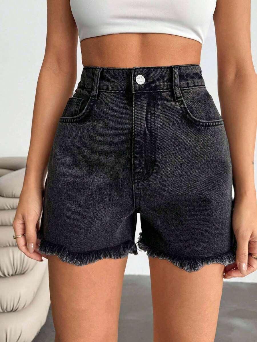 CZARNE SPODENKI JEANS