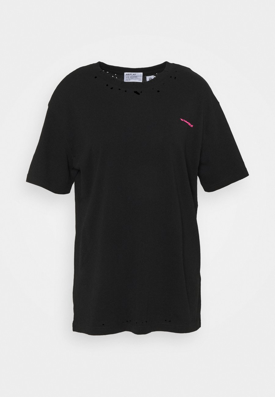 CZARNY T-SHIRT RIPPED LOGO