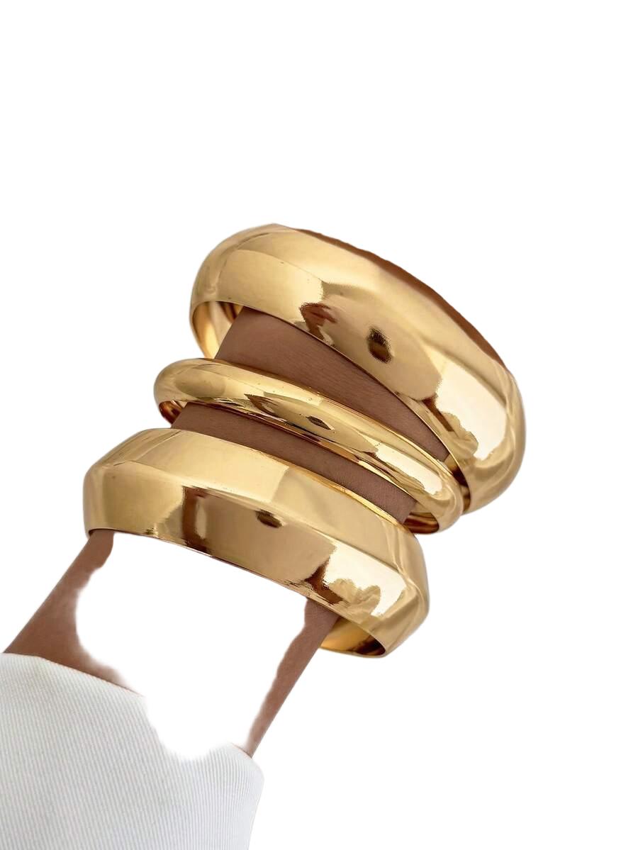 zestaw złotych szerokich bransoletek 3-pack